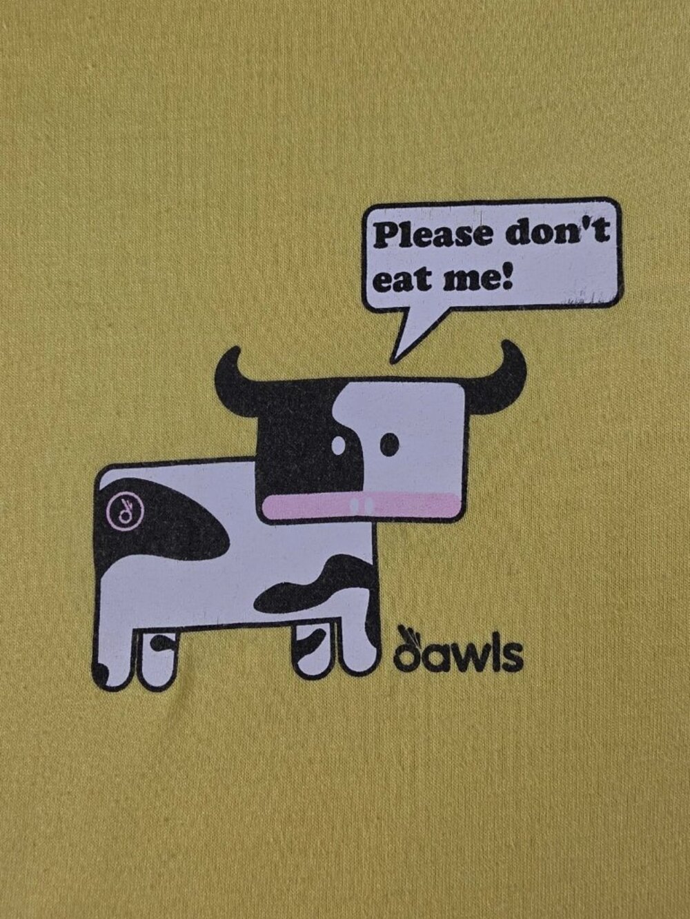 Vintage Dawls T-Shirt Size M Yellow Vegan Vegetarian Delia's 90s EUC